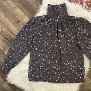 Vintage Oscar De La Renta Polka Dot Turtleneck Blouse